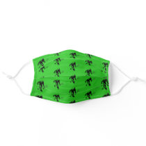 Bigfoot With Tennis Racquet Pattern on Green Adult Cloth Face Mask