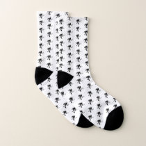 Black and White Bigfoot Tennis Pattern Socks