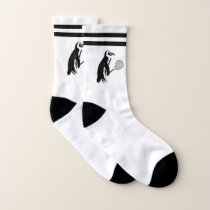 Black and White Penguin with Tennis Racquet Socks