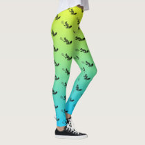 Blue and Yellow Squirrel Tennis Player Pattern Leggings