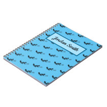 Blue Squirrel Tennis Player Pattern with Text Notebook