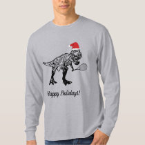 Christmas T-Rex Tennis Player T-Shirt