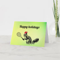 Christmas Tennis Squirrel Holiday Card