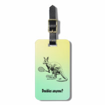 Doubles Anyone? Kangaroo Tennis Player Luggage Tag