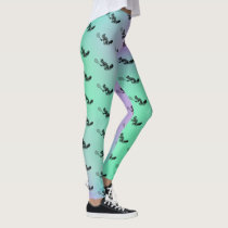 Green and Purple Squirrel Tennis Player Pattern Leggings