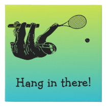 Hang in there! Tropical Sloth With Tennis Racket Faux Canvas Print