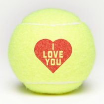 I Love You Red Heart Tennis Balls