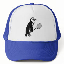 Penguin Tennis Player Trucker Hat
