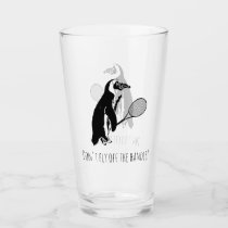 Penguin Tennis Player with Text Glass