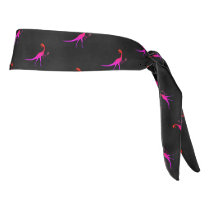 Pink and Black Dinosaur Tennis Pattern Tie Headband