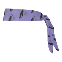 Purple Penguin Tennis Player Pattern Tie Headband