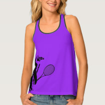 Purple Penguin Tennis Player With Text Tank Top