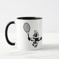 Quokka Tennis Player Black and White Mug