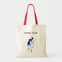 Retro Women's Tennis Player With Text Tote Bag