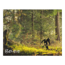 Sasquatch Tennis Player in the Forest with Text Faux Canvas Print