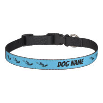 Squirrel Tennis Pattern on Blue with Text Pet Collar