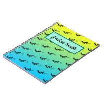 Squirrel Tennis Player Pattern on Blue and Yellow Notebook
