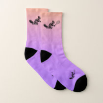 Squirrel with Tennis Racquet Pink and Purple Socks
