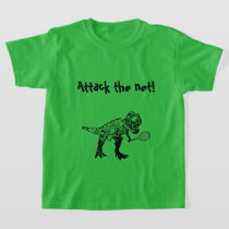 T-Rex Dinosaur Tennis Player With Text T-Shirt