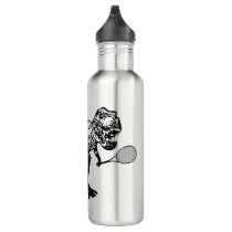 T-Rex Dinosaur With Tennis Racket Stainless Steel Water Bottle