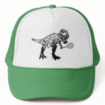 T-Rex Dinosaur with Tennis Racquet Trucker Hat