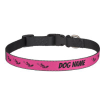 Tennis Squirrel Pattern with Text on Hot Pink Pet Collar
