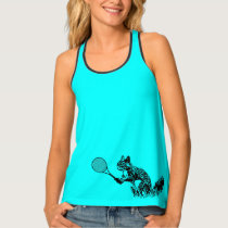 Turquoise Squirrel Tennis Player With Text Tank Top