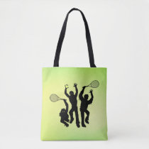 Zombie Tennis Players Rackets and Balls on Green Tote Bag